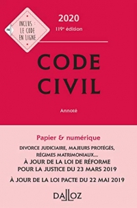 Code civil 2020, annoté - 119e éd. (Codes Dalloz Universitaires et Professionnels)