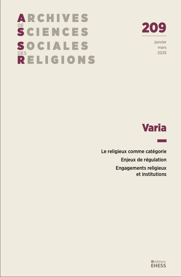 Archives de sciences sociales des religions n° 209 - Varia