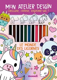 Mon atelier dessin - Le monde des licornes - Triptyque pour apprendre à dessiner pas à pas – Dès 6 ans
