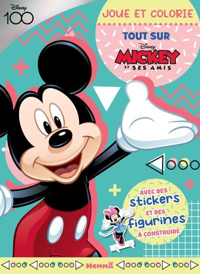 Disney 100 Mickey et ses amis - Joue et colorie - Tout sur Mickey - Livre de coloriage et jeux avec stickers et figurines - Dès 4 ans