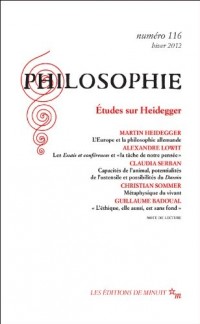 Philosophie, N° 116, Hiver 2012 : Etudes sur Heidegger
