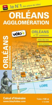 Plan de ville d'Orléans et de son agglomération - Echelle : 1/13 000, avec index - Localisation des stations Vélo+