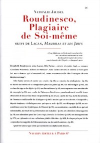 Roudinesco, plagiaire de soi-même suivi de Lacan,