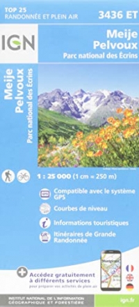 Meije, Pelvoux, PN des Ecrins : 1/25 000