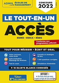 Le tout-en-un ACCES - 18 sujets blancs - Ecrits et oraux - Tutos offerts: ESDES, ESSCA, IESEG - Concours 2022