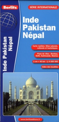 Inde - Pakistan - Népal (avec plans des centres-villes : Bombay, Delhi, Kathmandu, Madars) - Carte routière et touristique (échelle : 1/4 000 000)