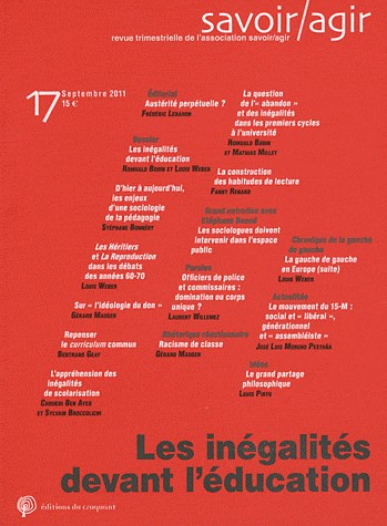 Savoir/Agir, N° 17, Septembre 201 : Les inégalités devant l'éducation