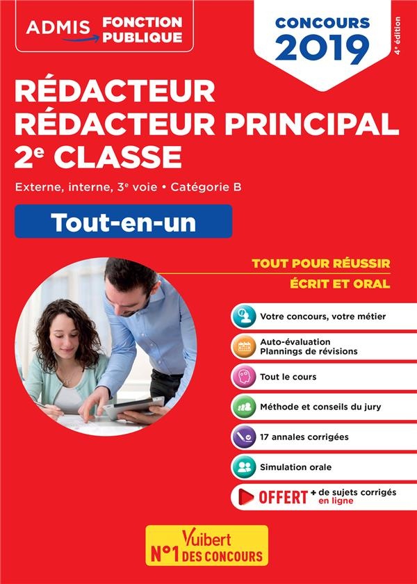 Concours Rédacteur et Rédacteur principal territorial Catégorie B - Tout-en-un - Externe, interne, 3e voie Admis 2019