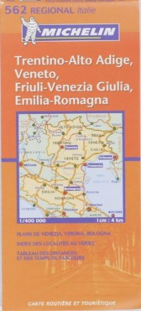 Carte routière : Veneto, Trentino Alto Adige, Friuli Venezia Giulia, Emilia Romagna, N° 11562 (en italien)