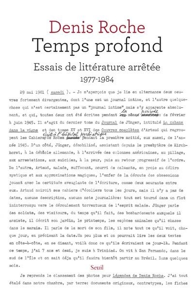 Temps profond - Essais de littérature arrêtée 1977-1984