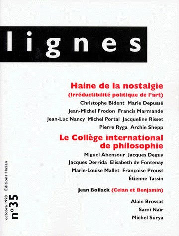 Lignes, numéro 35 : la haine de la nostalgie