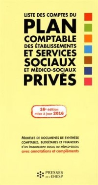 Liste des comptes du plan comptable des établissements et services sociaux et médico-sociaux privés