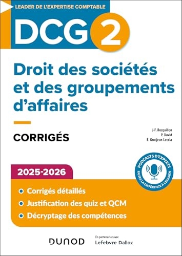 DCG 2 - Droit des sociétés et des groupements d'affaires - Corrigés 2025-2026